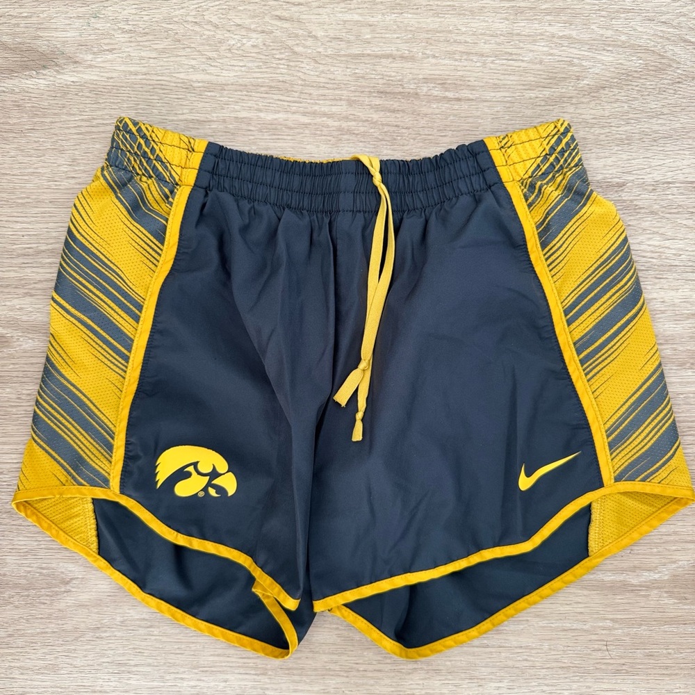 Nike Black and Gold Women's Dri-Fit Running Shorts Iowa Hawkeyes